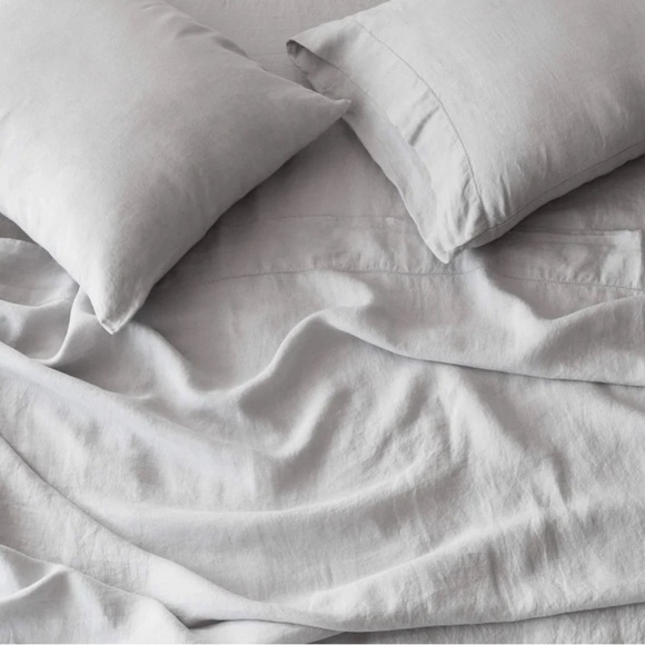 THE CITIZENRY 100% French Linen Gray Sz Queen Flat Sheet - Picture 3 of 7